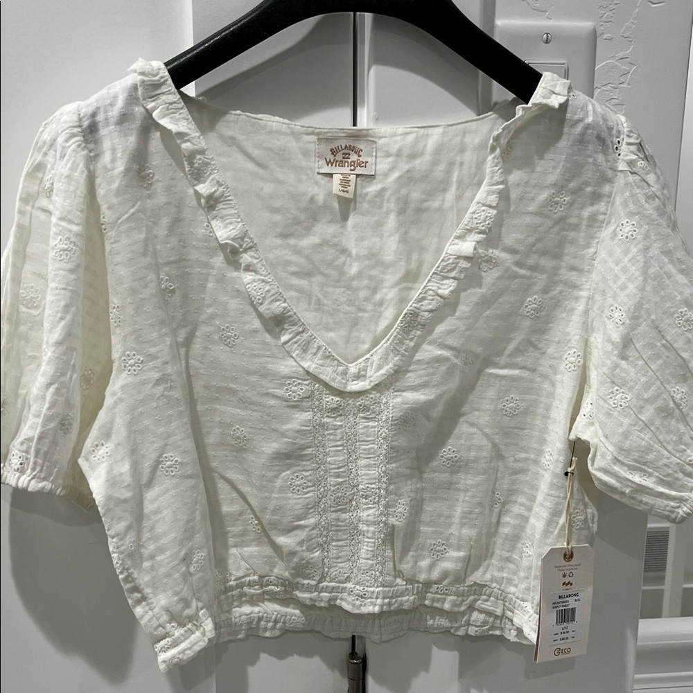 Wrangler White Eyelet Cotton Crop Top